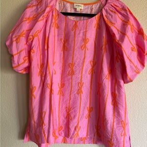 Umgee Vibrant Pink Blouse with Orange Accents